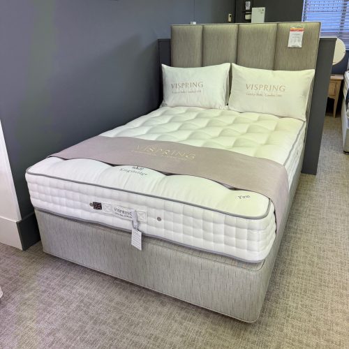 Half Price Vispring 4'6/Standard Double Kingsbridge Mattress, Divan Base & Ceto Headboard